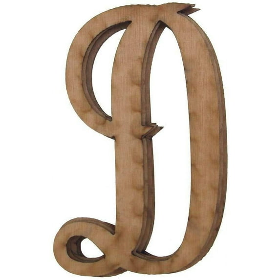 Wooden Cursive Letter D, Natural, 3-Inch, 6-Piece