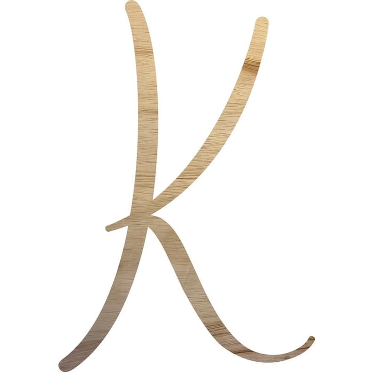 Large Wooden Letter H - 16" Cursive Vine Font, Unfinished MDF Wall Decor For Nursery, Home, Or DIY Projects