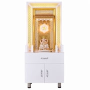 Wooden Customized Large Pooja Mandir For Home And Office / LED lights Mandir / Temple For Home / Modern Designer Mandir 99 65 20 H W L
