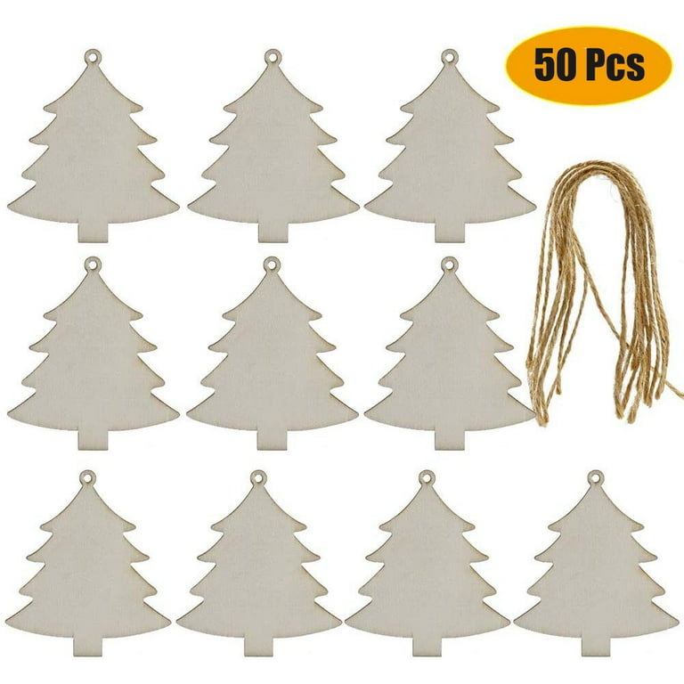 100pcs Wooden Snowflakes Unfinished Wood Ornaments Cutouts