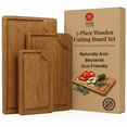 thumbnail image 1 of 3-Piece Wooden Cutting Board Set with Juice Grooves, Mango Wood Chopping Boards for Kitchen Prep and Charcuterie Serving, Eco Friendly Multi Size Cutting Boards with Built-in Handles (Natural), 1 of 8