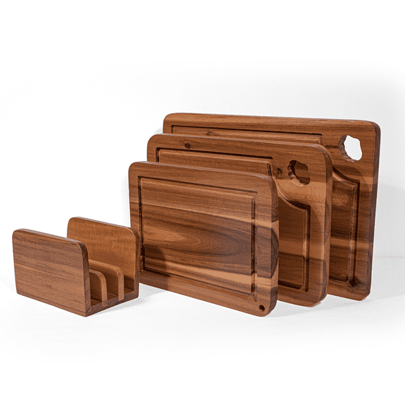 Wooden Cutting Boards for Kitchen Set of 3 Solna Acacia Wood Cutting Board with Juice Groove & Hand Grip Chopping Boards, Small Wooden Cutting Board, Meat & Vegetable Cutting Board