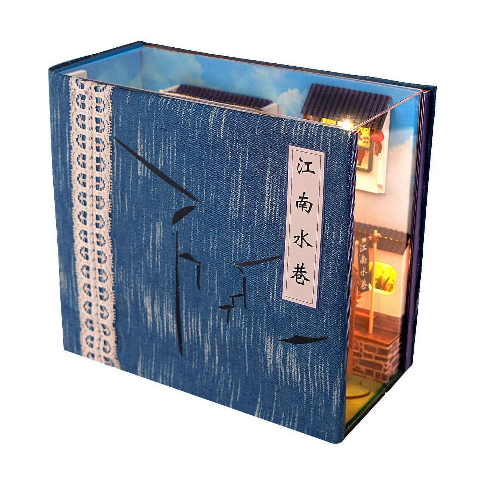Wooden DIY Book Nook Shelf Insert Kits Model Roombox Handmade Building Miniature Furniture Home Decoration Toys Gifts