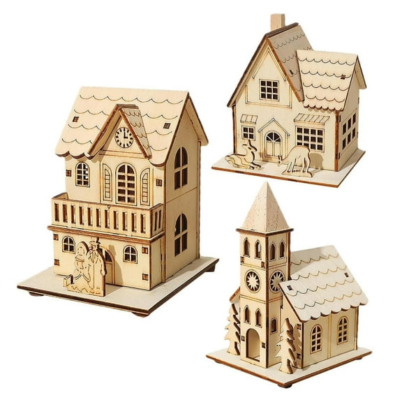 Wooden DIY Miniature House Model Kit for Crafts and Decoration/Precision Laser Cut Pieces/Three Building Designs