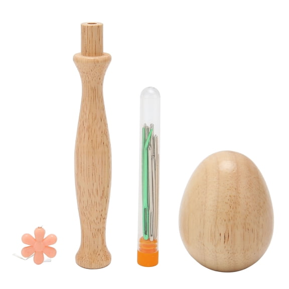 Wooden Darning Mushroom Set Detachable Curved Handle Darning Tool Kit with Sewing Needles for Clothes Repair Sock Mending Hand DIY Craft