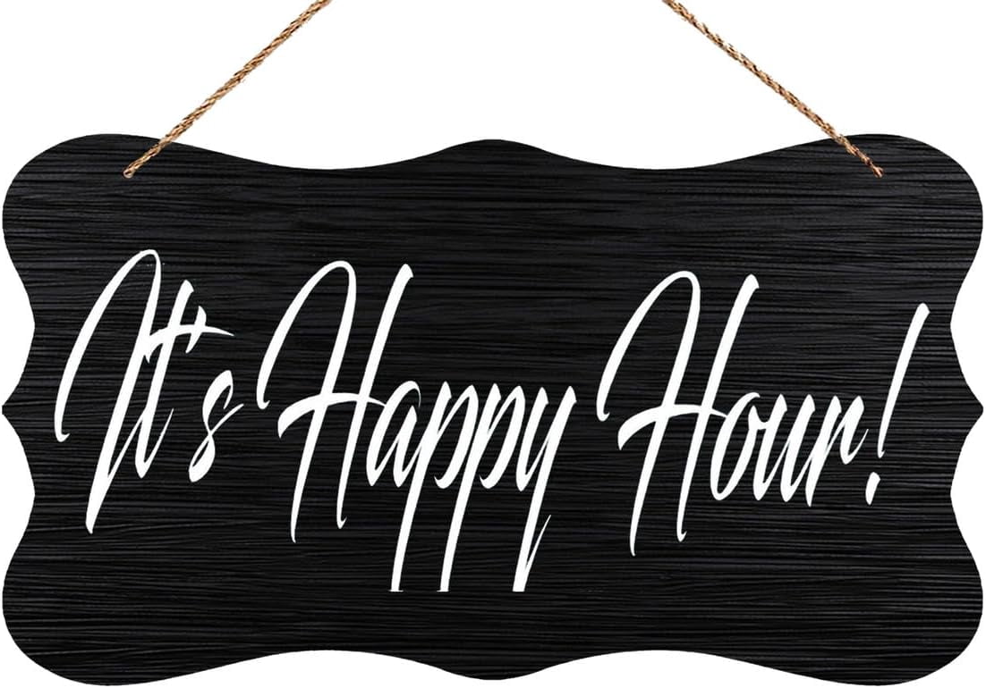 Wooden Decor Sign Its Happy Hour - Rustic Wall Plaque & Wooden Wall ...