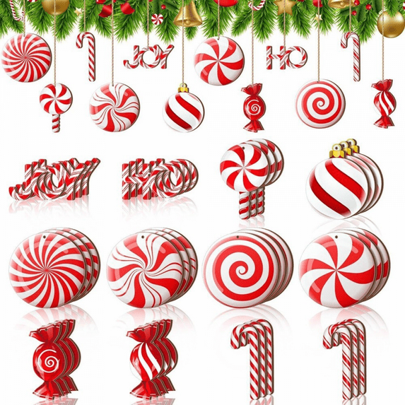 Wooden Decorations Colorful Mint Wood Christmas Ornaments Lollipop Christmas Tree Decorations
