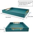 thumbnail image 1 of Wooden Decorative Coffee Table Tray, 16" Serving Tray with Handles, Matte  Decorative Tray for Living Room, Vanity Organizer (Teal Green), 1 of 6
