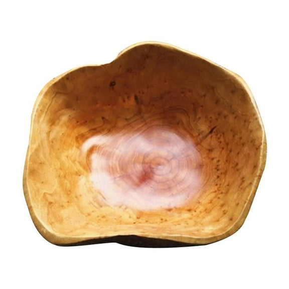 Wooden Decorative Natural Wood Fruit Bowl, Irregular Creative Rustic Hand Carved Candy Snack Keys Serving Bowl (6"-8" Diameter)