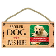 Wooden Decorative Pet Sign Spoiled Dog Lives Here Picture Frame | Dogs