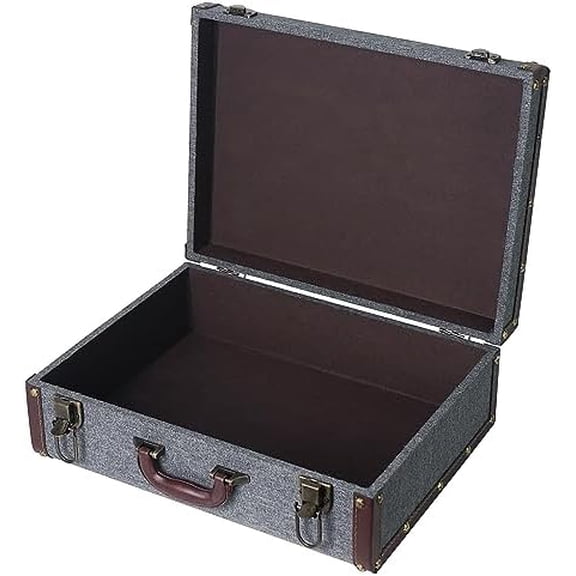 Wooden Decorative Storage Box with Handle, Rustic Decoration Wood Suitcase Treasure Chest Trunk Keepsake Case$$Home Decor, Kitchen, & Other