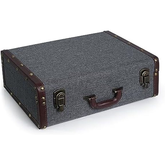 Wooden Decorative Storage Box with Handle, Vintage Wood Suitcase Treasure Chest Trunk Keepsake Case (Small)$$Home Decor, Kitchen, & Other
