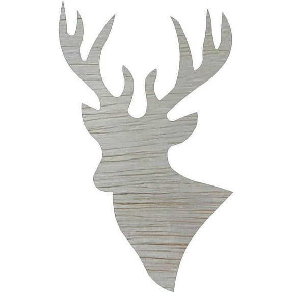 Wooden Deer Head Craft Shape, 8'' Unfinished Cutout