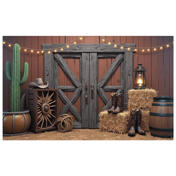 Wooden Design Western Banner Rustic Cowboy Boot Decor for Country Wedding Party Barn Party Western Theme