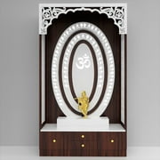 Wooden Designer Temple For Home With LED Lights For Home And Office / Wooden Designer Mandir With Cabinets / Pooja Mandir For Home Large