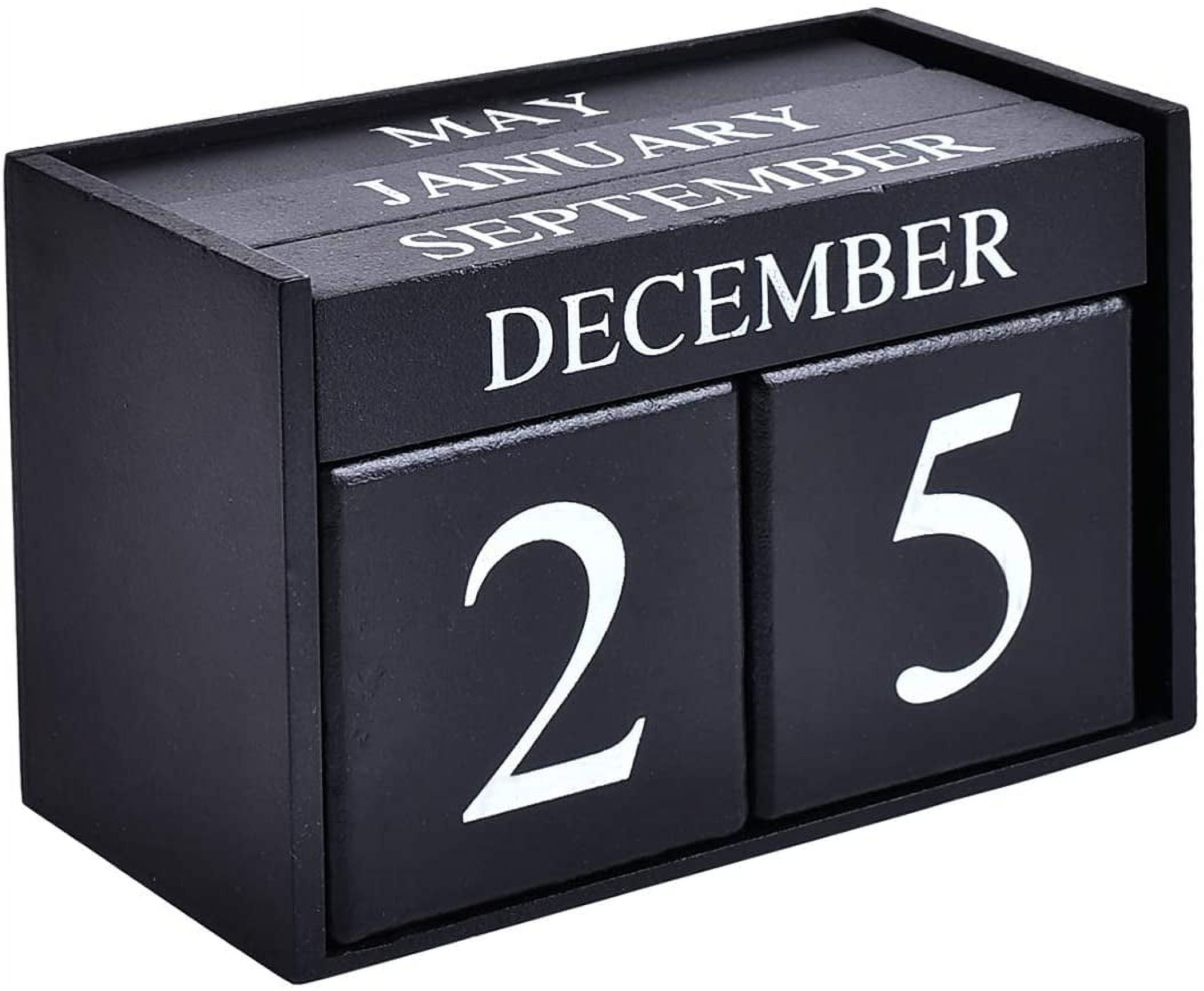 Wooden Desk Blocks Calendar - Perpetual Block Month Date Display Home ...