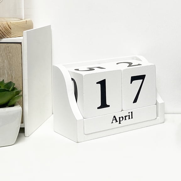 Raindrops Office Desk Calendar Block Wooden Desk Calendar White 1Pack 5.11X3.34X2.55in