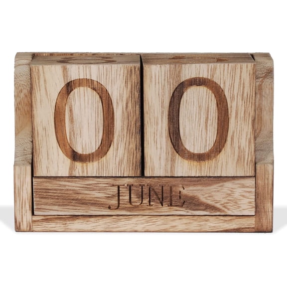 Wooden Desk Calendar,Desk Calendar Blocks for Teachers,Office Perpetual Date Block Small Home Desktop Decor Chic Vintage Month with Number Cubes Display Rustic Decoration(Carbonized Black)