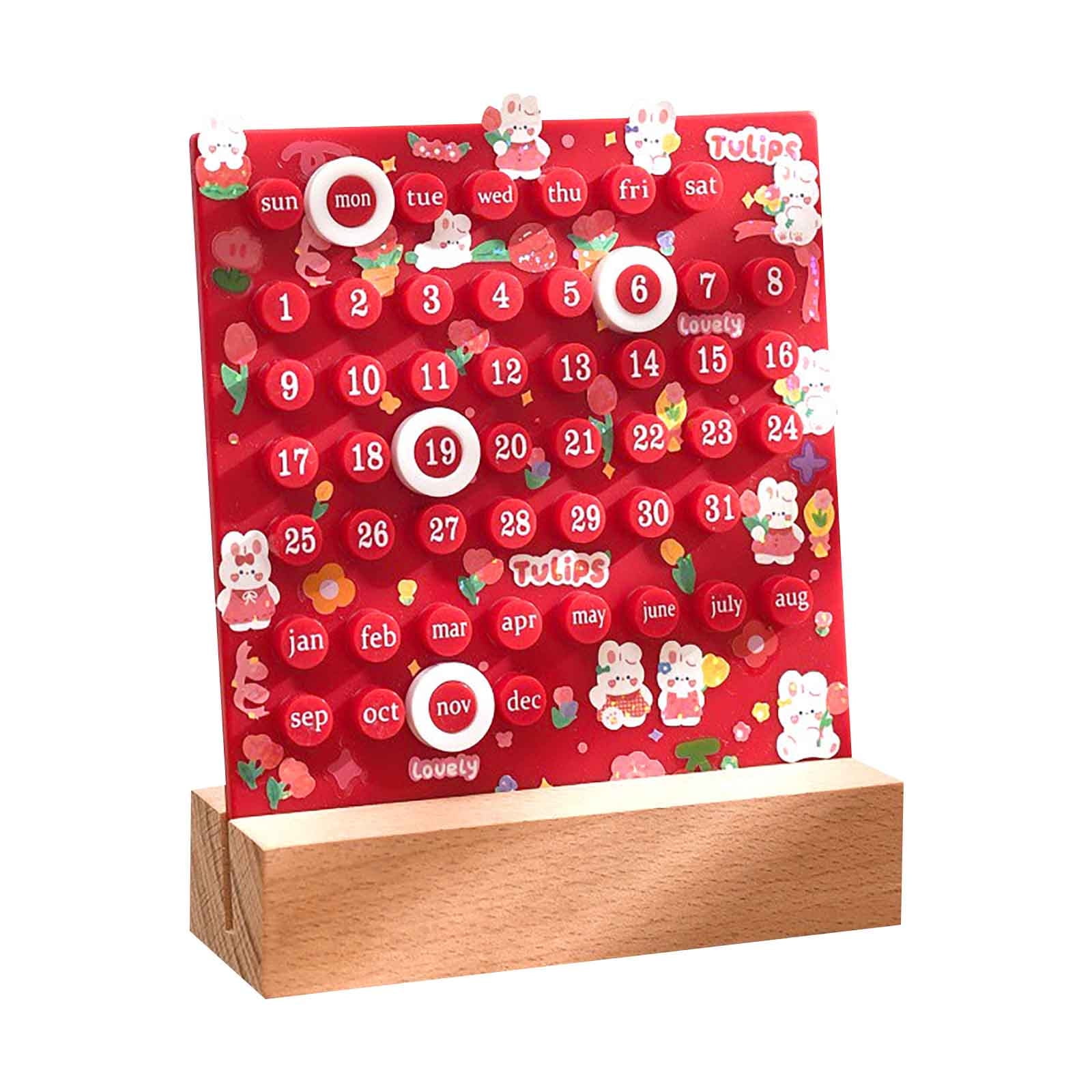 Wooden Desk Calendar, Perpetual Planner Calendar with, Unique Gifts