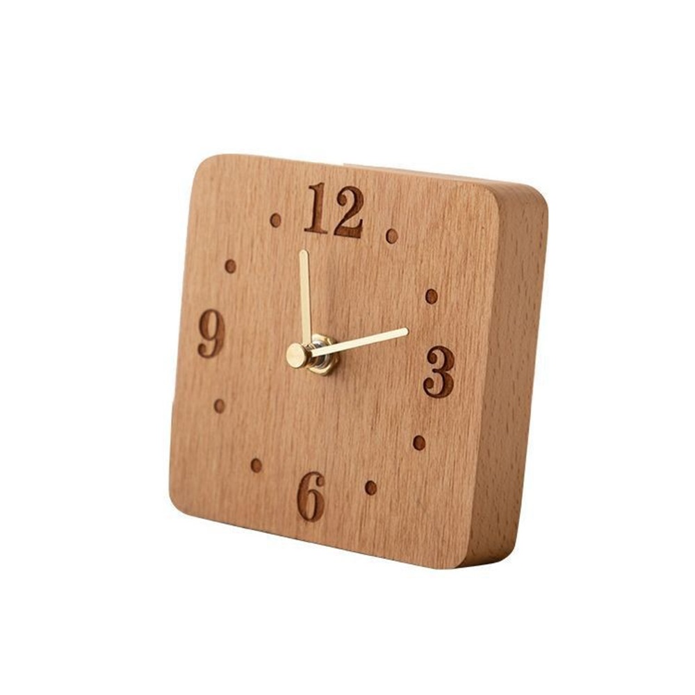 Wooden Desk Clock, Small Analog Clock Desktop Decoration, Modern Desk ...