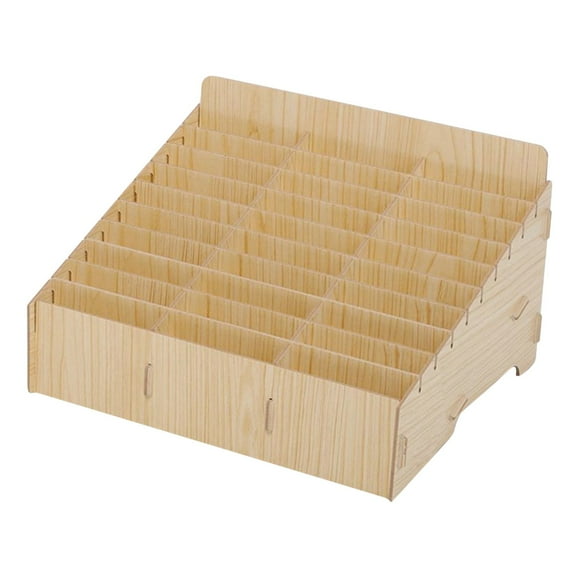 Wooden Desk Organizer 30 Cells Desktop Storage Container Multifunction Mail Sorter Tray For Office Home Classroom, Khaki Timber Tone