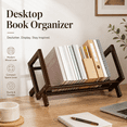 thumbnail image 1 of Wooden Desktop Book Organizer - Tilting Bookcase Countertop Book Caddy Storage Rack for Living Room Home Office Magazine Book Display Tabletop Shelf Decor, 1 of 10