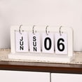 thumbnail image 1 of Wooden Desktop Flip Calendar - Wood Desk Calendar | Perpetual Page Flip Tabletop Month Week Date Display | Black White 9.5x4.7x3.1in Office Desk Decor, 1 of 6