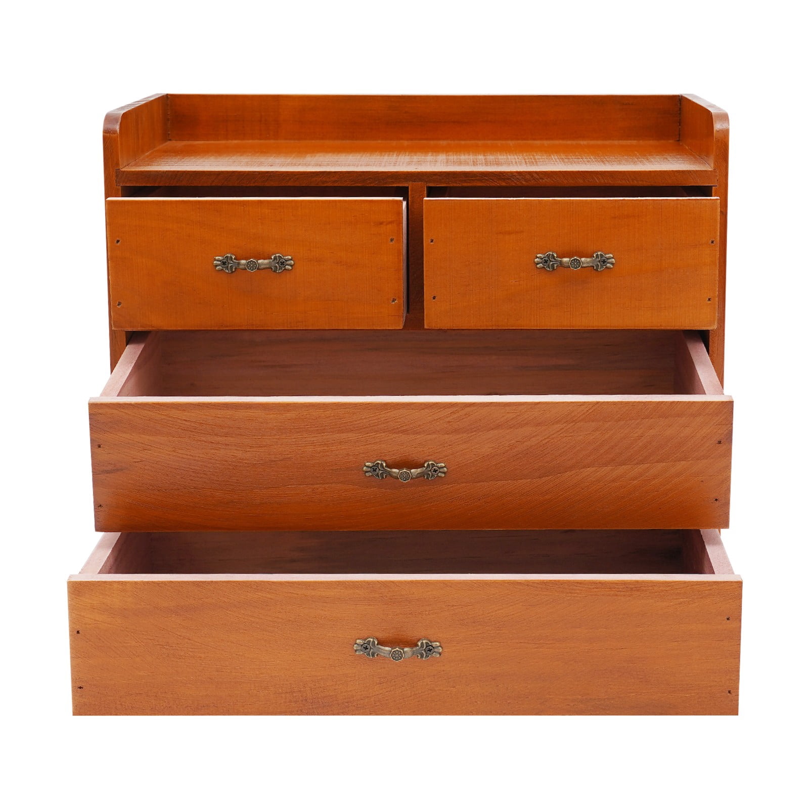 Wooden Desktop Organizer with 4 Drawers, Vintage Apothecary Style Office Organization Storage Cabinet, Tabletop Drawer Organizers for Supplies, Desk Accessories, Wood Tool Chest, Tea Cabinet