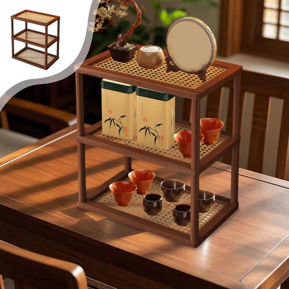 Wooden Desktop Shelf Multi Layer Desk Organizer Rack for Office, Makeup, and Coffee Mugs