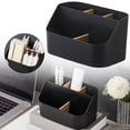thumbnail image 1 of Wooden Desktop Storage Box with Divided Compartments,Detachable Organizer for Makeup Brushes Stationery Remote Control Home Decor,desktop organizer,Black,1PC, 1 of 5