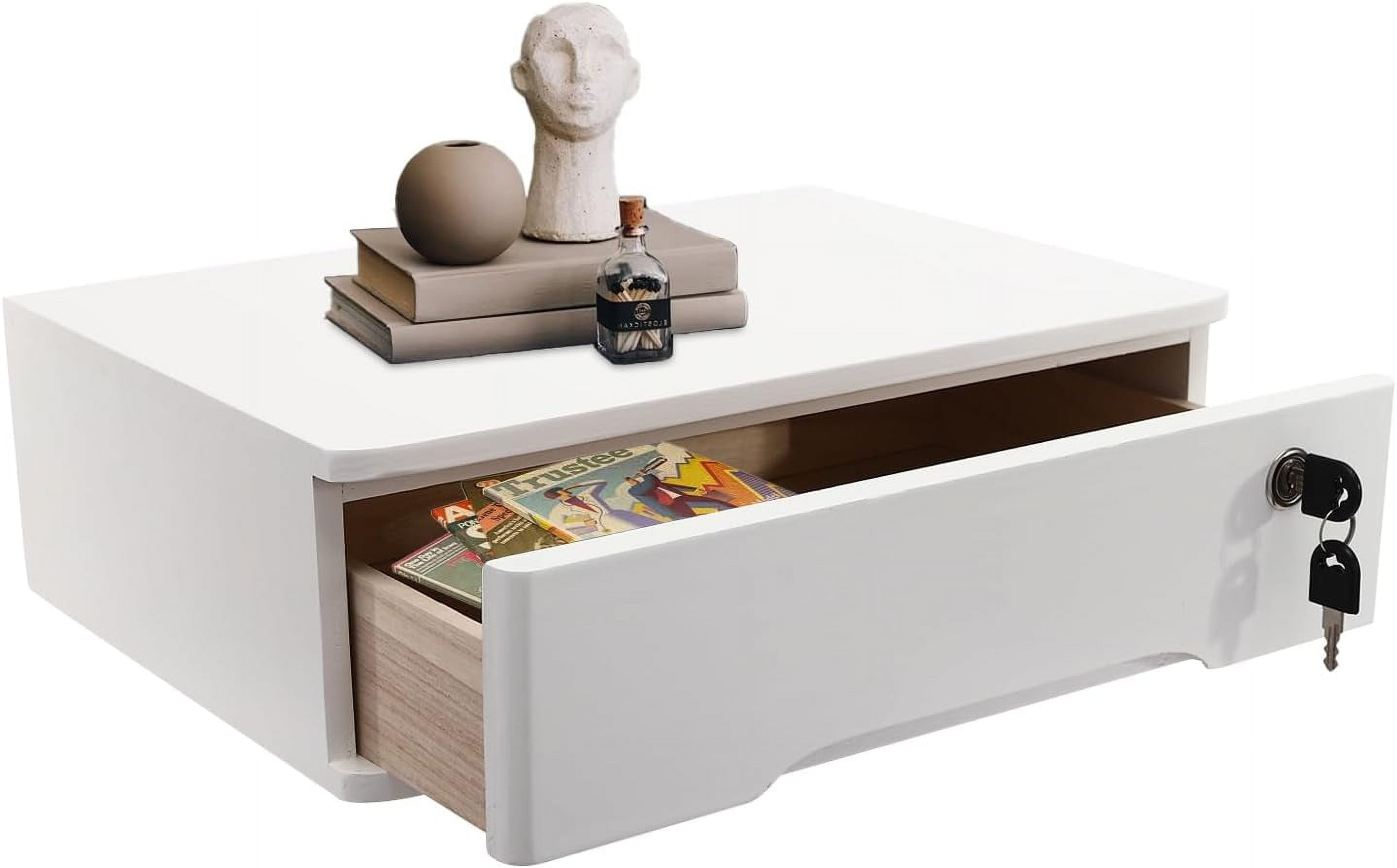 3 Tier Wooden Desktop Storage Box Lockable Drawers Office