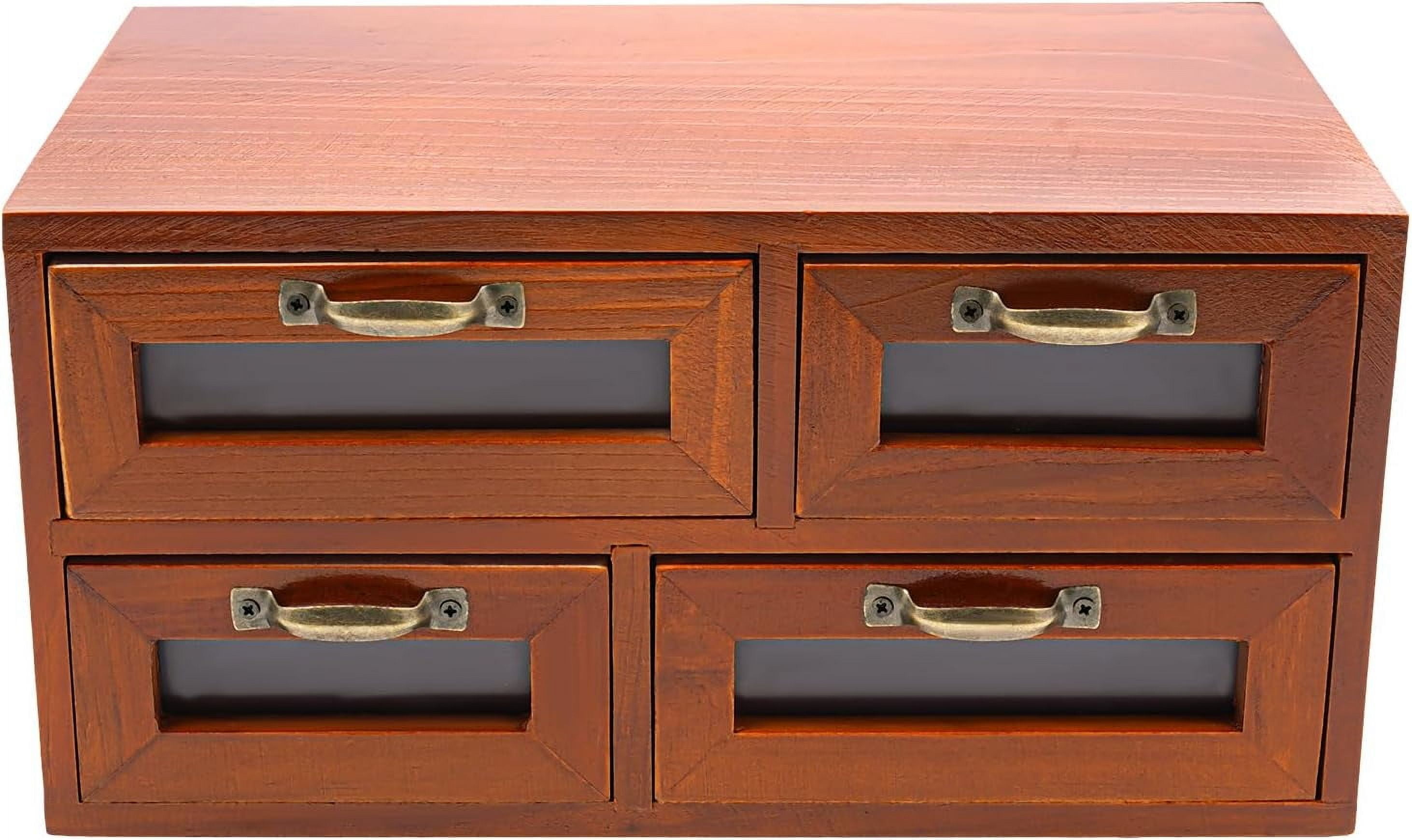 Wooden Desktop Storage Cabinet, Desk Organizer with 3 Drawer, Rustic ...