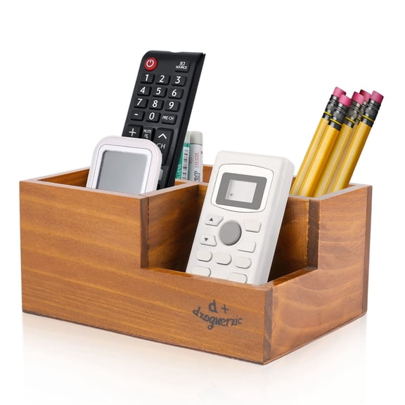 Wooden Desktop Storage Organizer/Remote Control Caddy Holder Wood Box Container for Desk, Office Supplies, Home, End Table Sorter Shelf Rack Stationary Storage Decorative Accessories