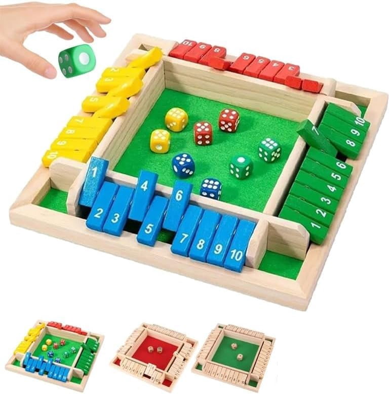 Wooden Dice Board Game, Wooden Dice Game Set for 2-4 Plavers ...