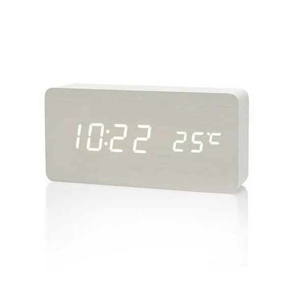 Wooden Digital Alarm Clock  LED Table Clock with Temperature for Bedroom Office Desk Decorations