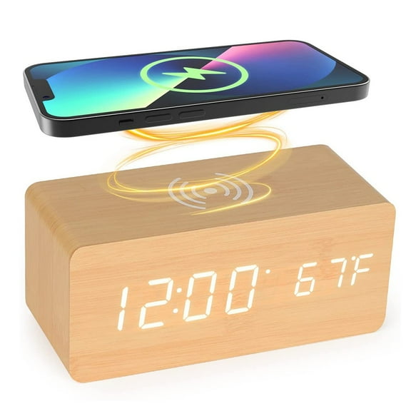 Wooden Digital Alarm Clock Led Alarm Clock With Temperature Desk Clocks For Office Bedside Clock For Home Decor B Smile Home