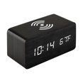 thumbnail image 1 of Wooden Digital Alarm Clock with Wireless Charging, USB-C Powered Desk Clock, 12/24H Time Display, Temperature Sensor, Sound Control, Snooze Function, 1 of 2