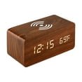 thumbnail image 1 of Wooden Digital Clock with Wireless Phone Charging, Sound-Activated Display, Temperature & 12/24 Hour Time for Bedside or Desk, 1 of 2