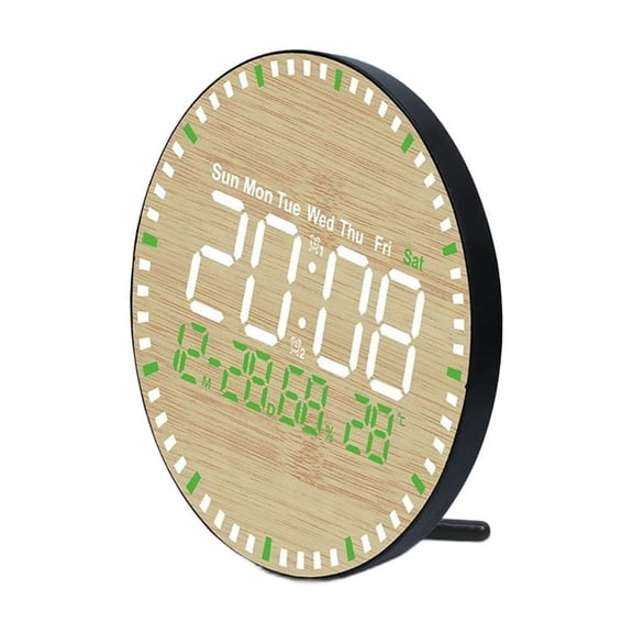 Wooden Digital Wall Clock Large LED Wall Clock With Remote Control Time Date Home Living Room Decor Wall Clocks