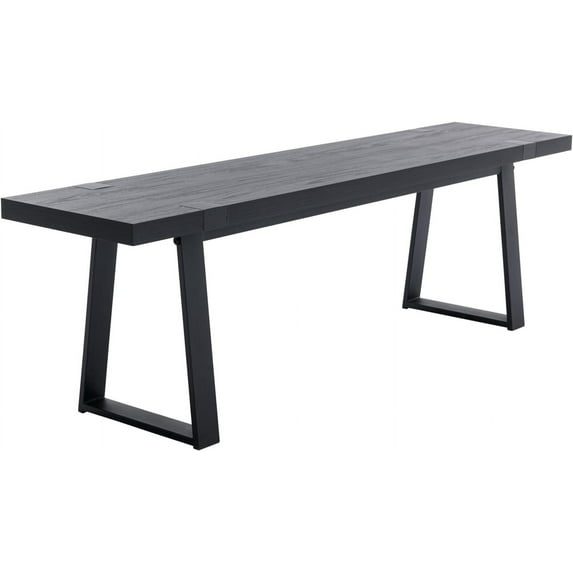 Wooden Dining Bench 60” Table Benches, Seating Chair Rustic Indoor Benches, Mid Century Kitchen Bench with Metal Legs, Black