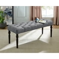 thumbnail image 1 of Wooden Dining Benches, Leviton Fabric Tufted Turned Leg Dining Bench, Gray, Gray Dining Benches,Wood Farmhouse Dining Benches, Furniture Dining Furniture Benches, 1 of 5