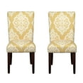 thumbnail image 1 of Wooden Dining Chair with Damask Print Fabric Upholstery, Yellow and Cream, Set of Two- Saltoro Sherpi, 1 of 14