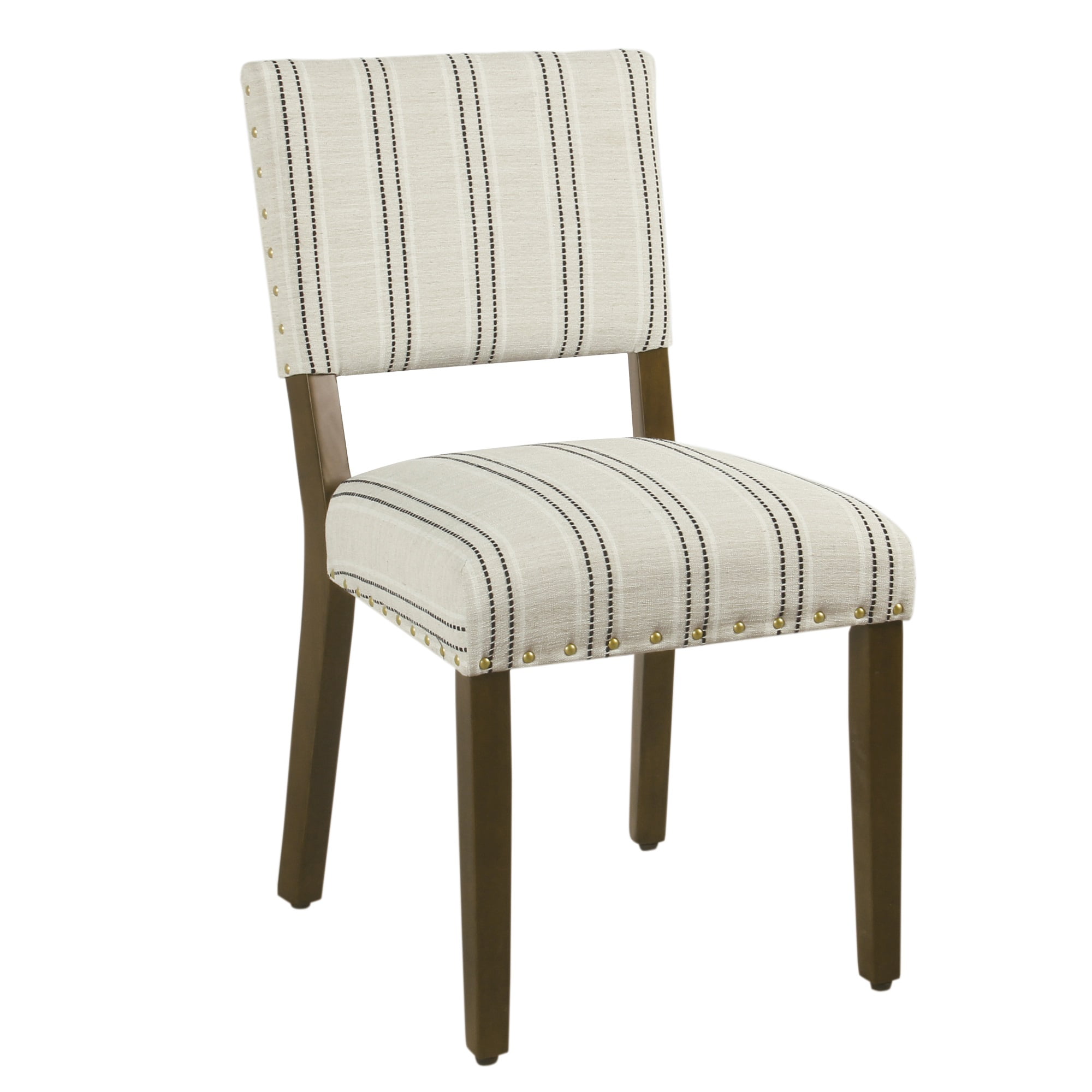 Classic Farmhouse Linen Upholstered Side Chair in Black Wood