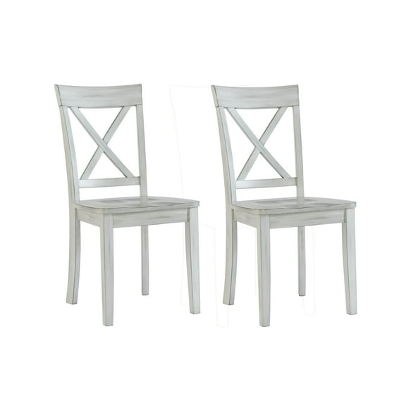 Wooden Dining Chair with X Shaped Back Set of 2 White - Saltoro Sherpi