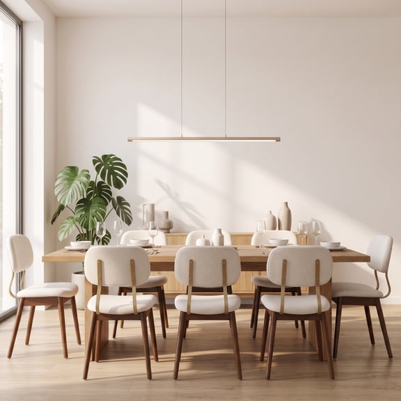 Wooden Dining Chairs Set of 2, Mid-Century Modern Fabric Upholstered Dining Room Chairs, Rubber Wood Frame Farmhouse Dinner Side Chairs for Kitchen Dining Room Home