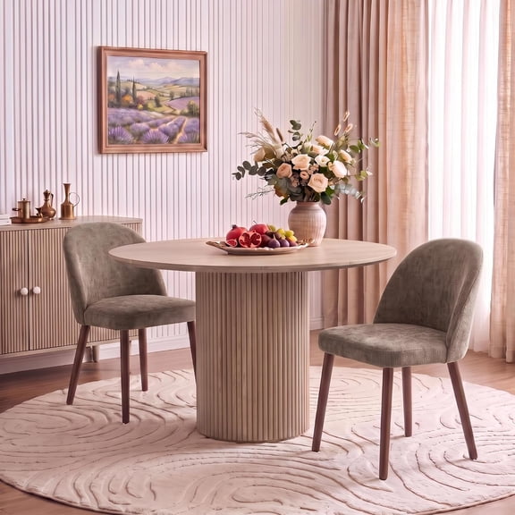 Wooden Dining Chairs Set of 2,Modern Fabric Dining Room Chairs, Upholstered Kitchen Chairs with Wood Legs,Curved Thick Backrest for Kitchen Dining Room Restaurant,Easy Assembly
