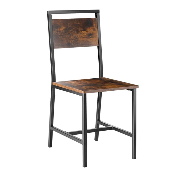 Wooden Dining Chairs Set of 2, Farmhouse Kitchen Chairs Metal Frame Backrest Brown, Ergonomic Design, Stable MDF Seat, 300lb Capacity, Easy Assembly