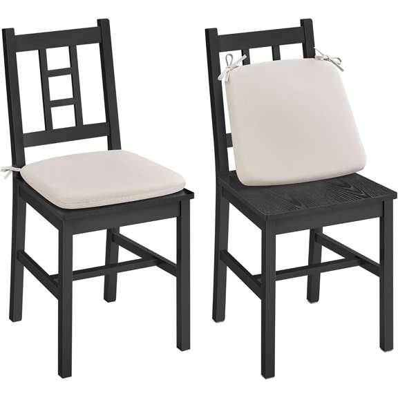 Wooden Dining Chairs, Set of 2, Kitchen and Dining Room Chairs, Removable Cushion, Curved Back, Each Supports 264 lb, Ebony Black UKDC150B01