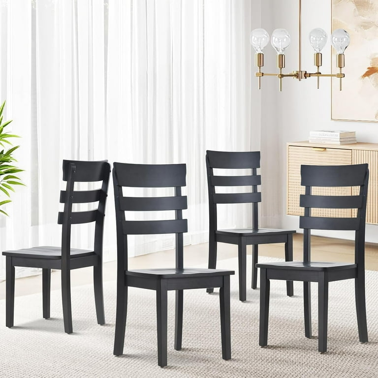 Wooden Dining Chairs Set of 2 Ladder High Back Kitchen Side Chairs Farmhouse Dining Room Chair with Adjustable Foot Pegs Cherry Walmart