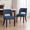 thumbnail image 1 of FANCROU Wooden Dining Chairs Set of 2, Modern Upholstered Fabric Side Chairs with Cutout Backrest and Wood Legs, Kitchen Dining Room, Navy, 1 of 6
